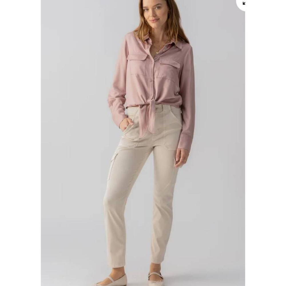Sanctuary Sculpted Hayden Cargo Jean in Almond 24 NWT Minimalist Effortless Chic